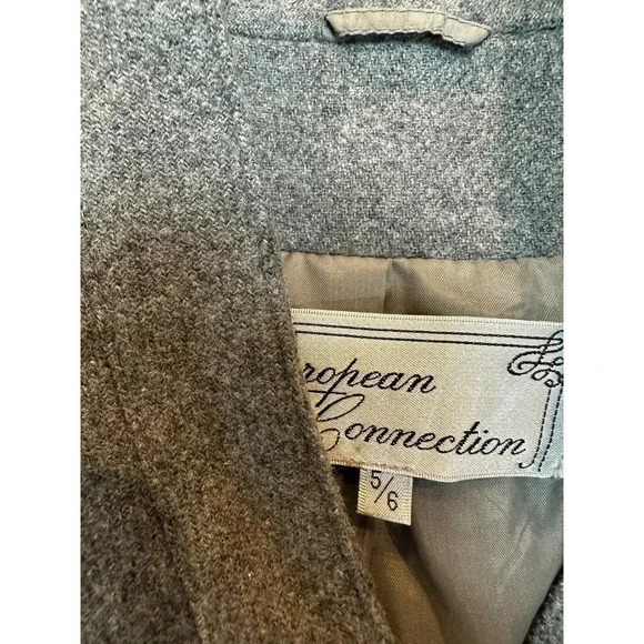 Vintage Gray Wool Blend Tweed Lined Blazer Jacket Size 5/6 - Picture 4 of 9